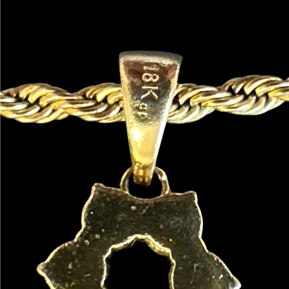 Micro Diamond Ankh Gold Necklace Pendant & Gold Rope Chain - Picture 4 of 6